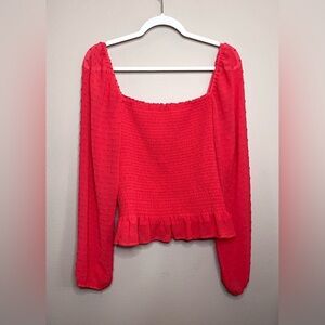 NWT Lush - Dorothy Sheer Sleeve Clip Dot Blouse
